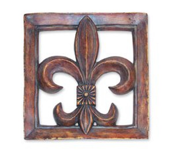 Gothic Fleur De Lis Tile Bronze Finish - Lightweight Wall Decor